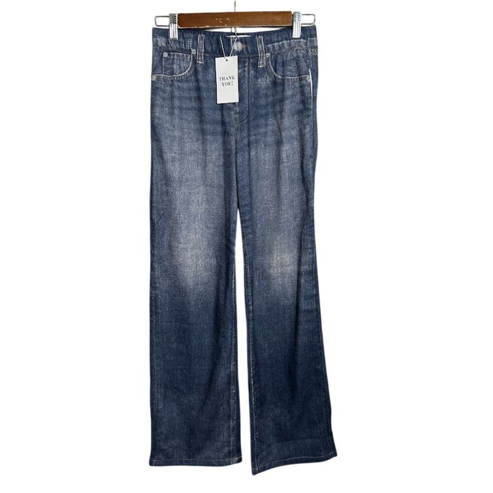 NEW Mila Rosabella Sweatpant Jeans S Faded Dark Wash Pull On Cotton Poly Stretch